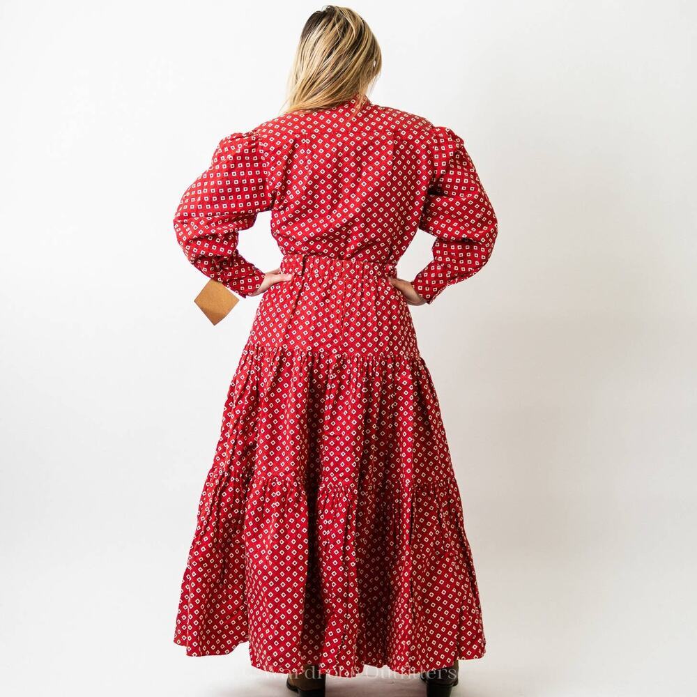 Vintage 70s Western Cowgirl Rodeo Prairie Skirt & Top Set Dress - M - Picture 3 of 11